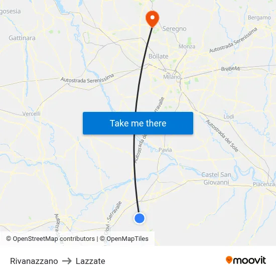 Rivanazzano to Lazzate map