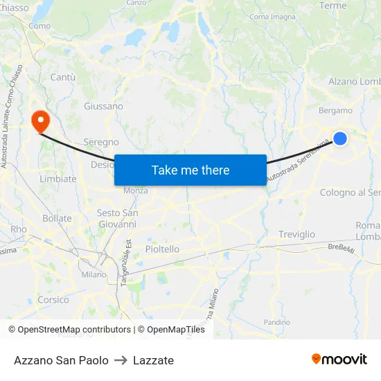Azzano San Paolo to Lazzate map