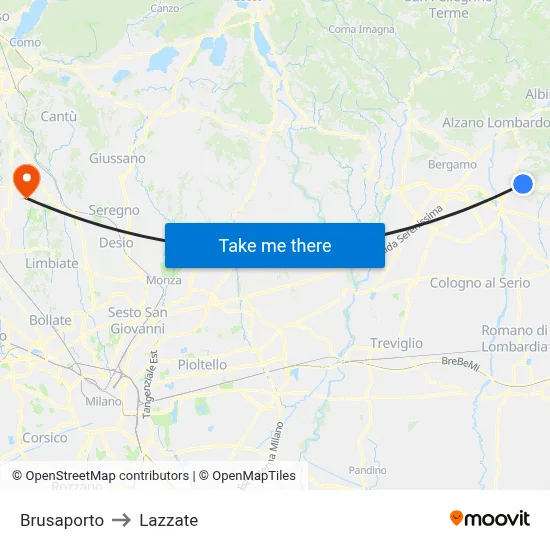 Brusaporto to Lazzate map