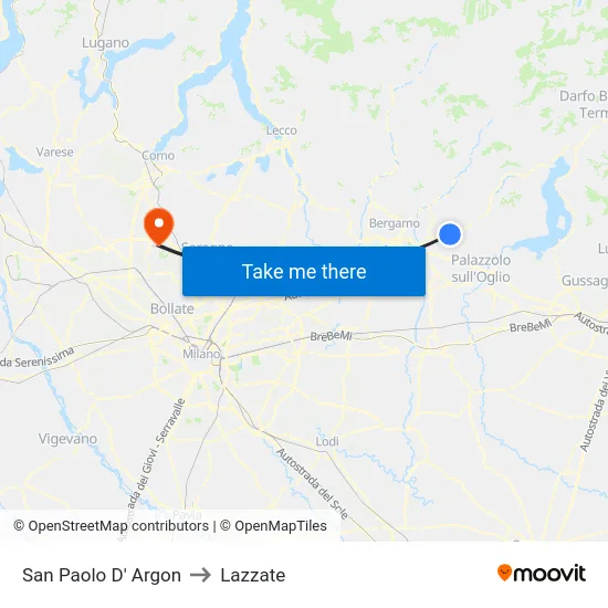 San Paolo d'Argon to Lazzate map