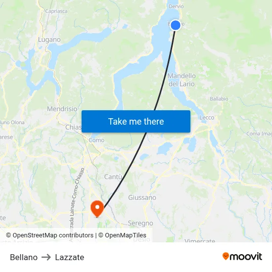 Bellano to Lazzate map