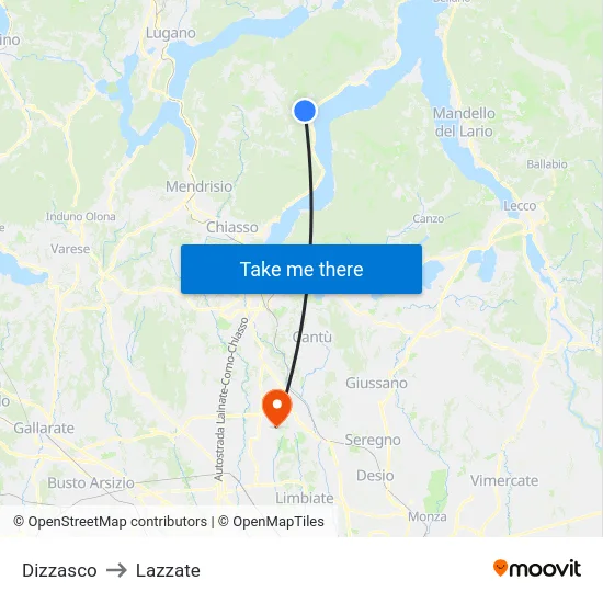 Dizzasco to Lazzate map
