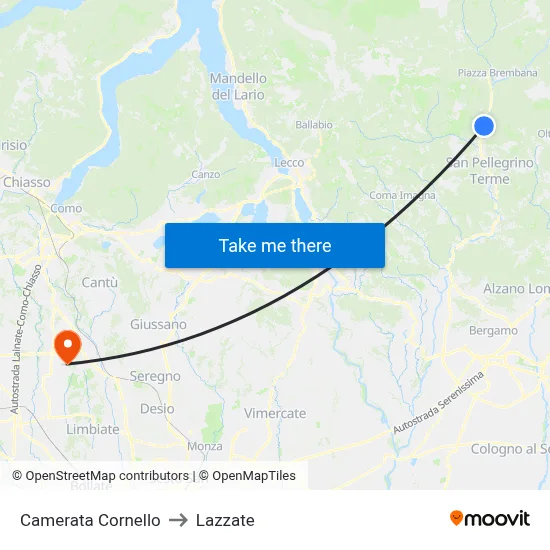 Camerata Cornello to Lazzate map