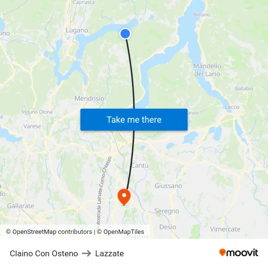 Claino con Osteno to Lazzate map