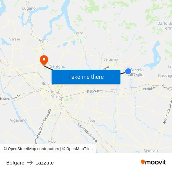 Bolgare to Lazzate map