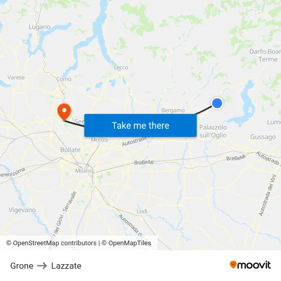 Grone to Lazzate map