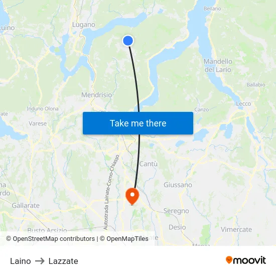 Laino to Lazzate map