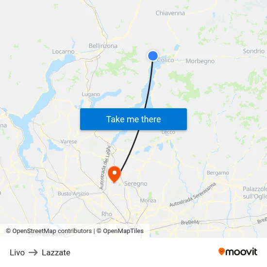 Livo to Lazzate map