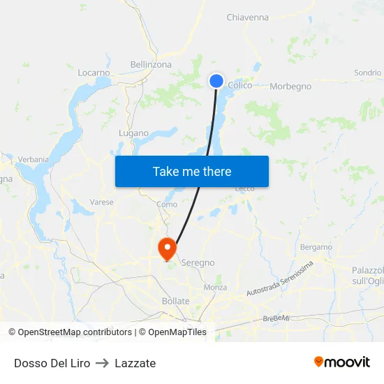 Dosso Del Liro to Lazzate map