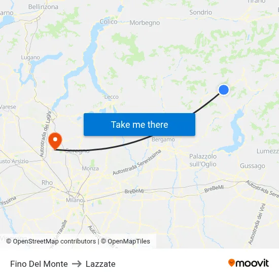 Fino del Monte to Lazzate map