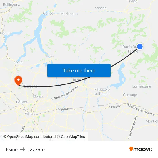 Esine to Lazzate map