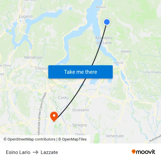 Esino Lario to Lazzate map