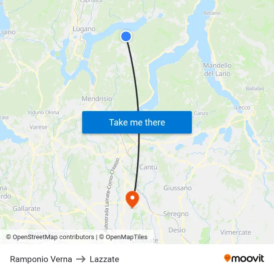 Ramponio Verna to Lazzate map