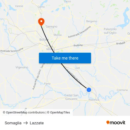 Somaglia to Lazzate map