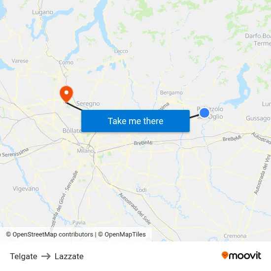 Telgate to Lazzate map