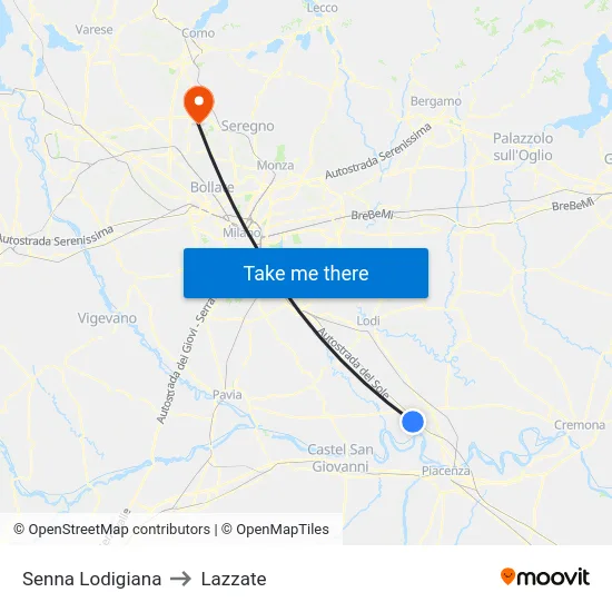 Senna Lodigiana to Lazzate map