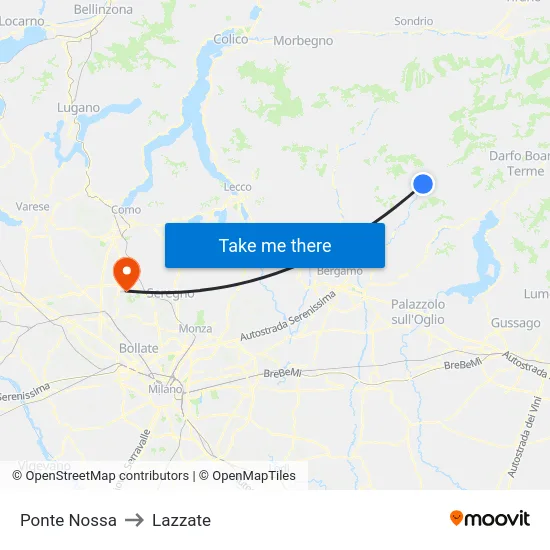 Ponte Nossa to Lazzate map
