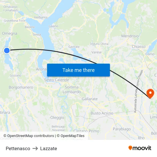 Pettenasco to Lazzate map