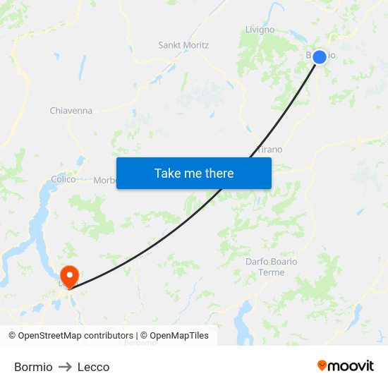 Bormio to Lecco map