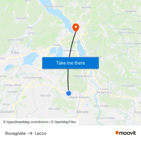 Rovagnate to Lecco map