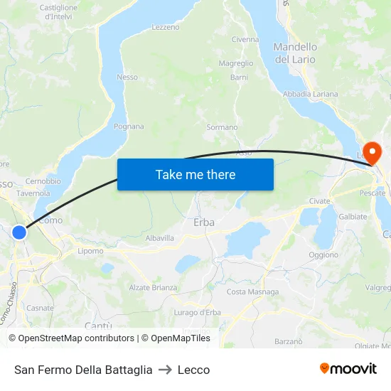 San Fermo Della Battaglia to Lecco map
