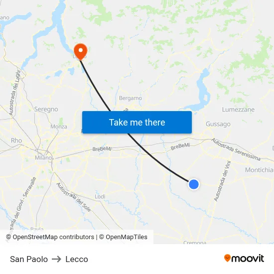 San Paolo to Lecco map