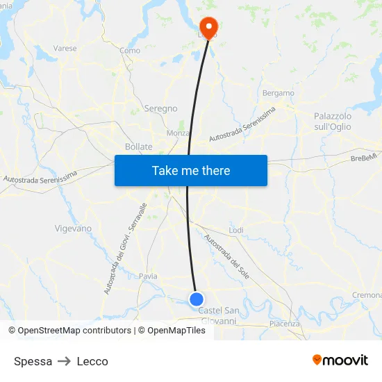 Spessa to Lecco map