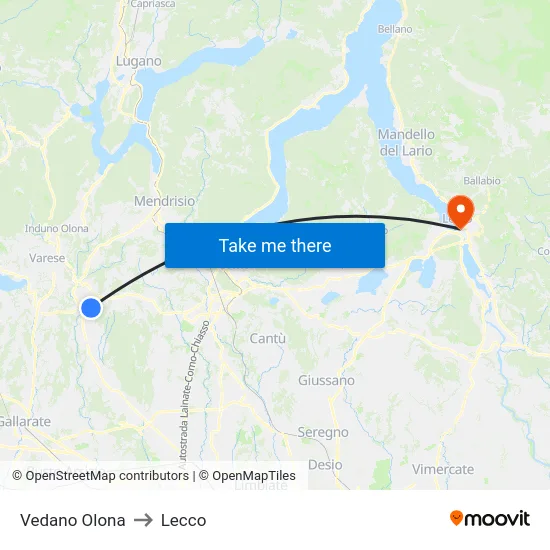 Vedano Olona to Lecco map