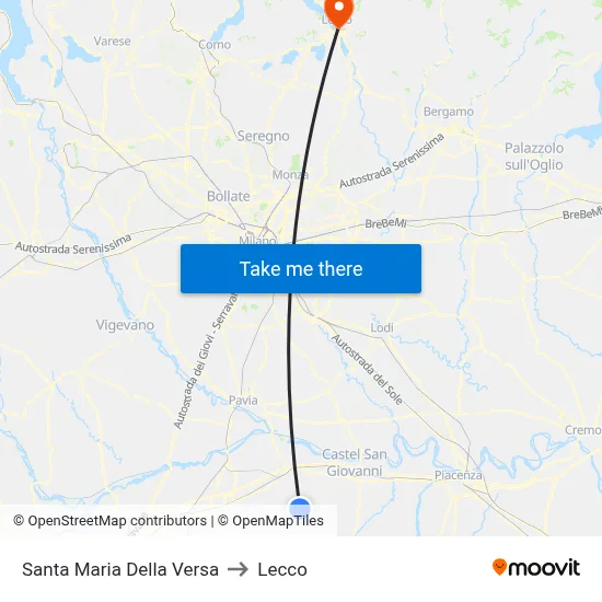 Santa Maria Della Versa to Lecco map
