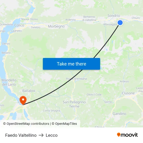 Faedo Valtellino to Lecco map