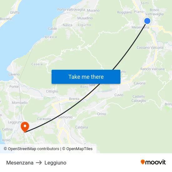 Mesenzana to Leggiuno map