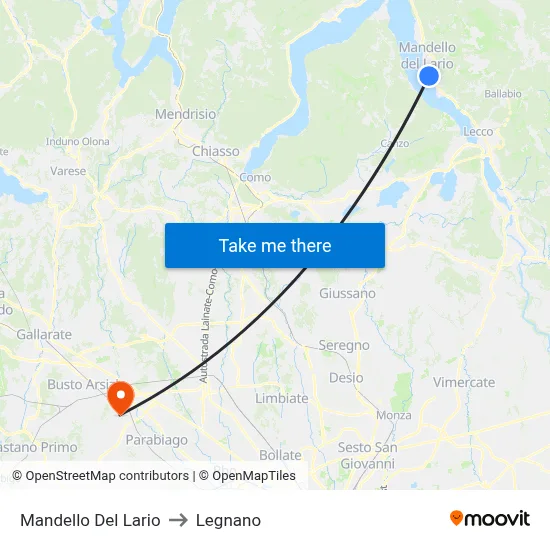 Mandello Del Lario to Legnano map