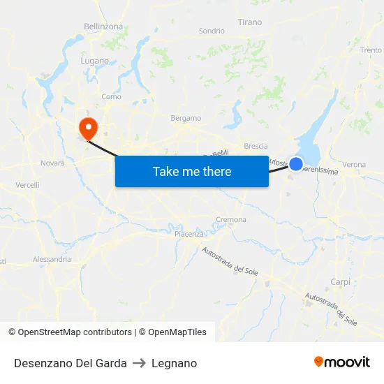 Desenzano del Garda to Legnano map