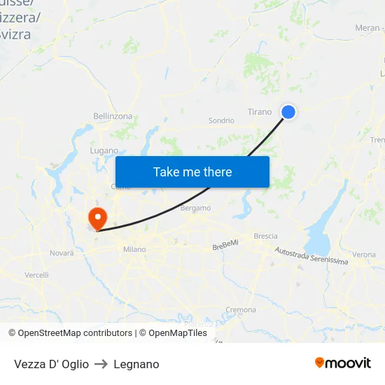 Vezza D' Oglio to Legnano map