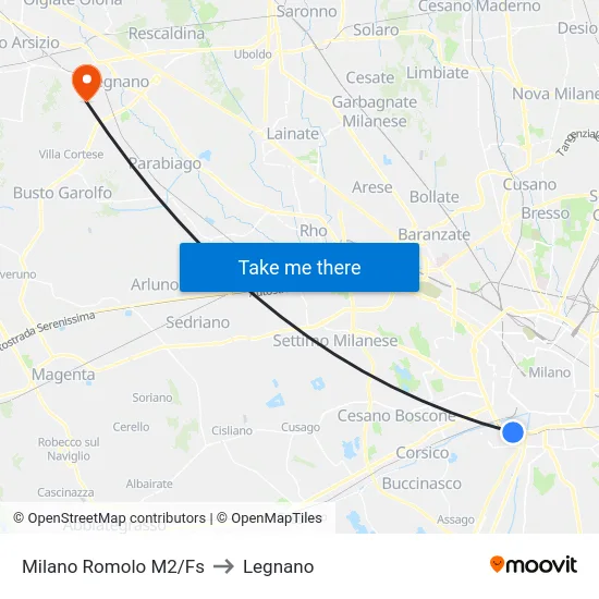 Milano Romolo M2/Fs to Legnano map