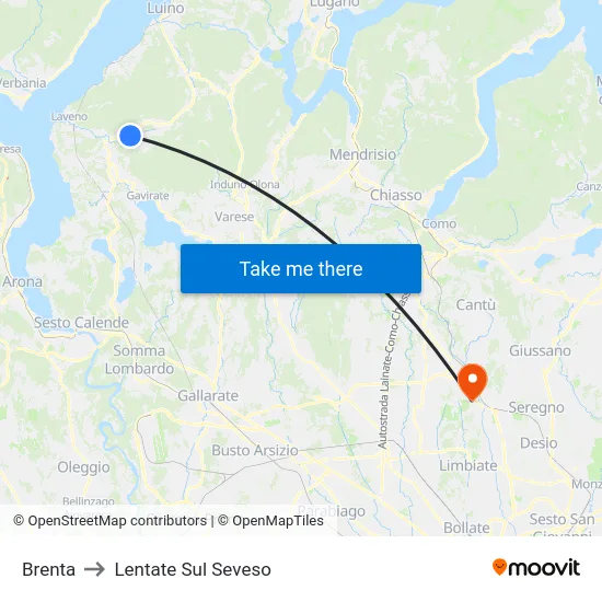 Brenta to Lentate Sul Seveso map
