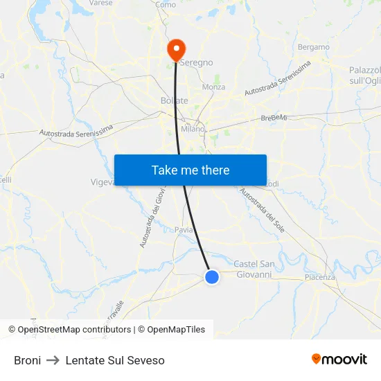 Broni to Lentate Sul Seveso map