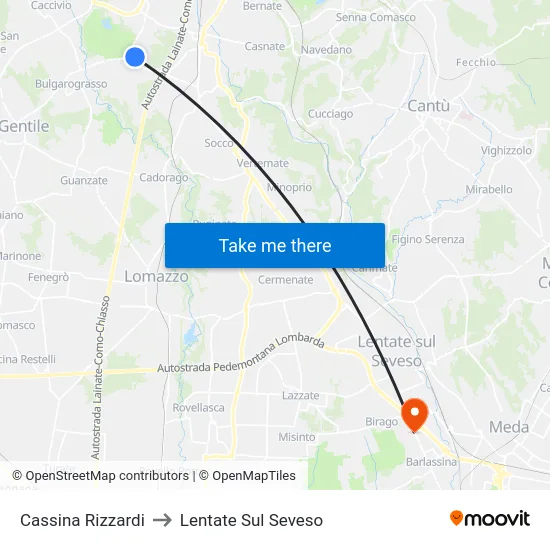 Cassina Rizzardi to Lentate Sul Seveso map