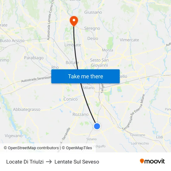 Locate Di Triulzi to Lentate Sul Seveso map