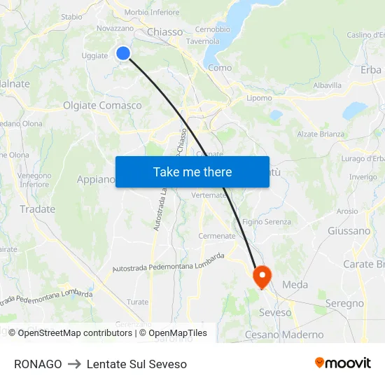 RONAGO to Lentate Sul Seveso map