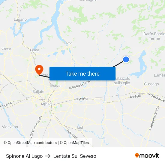 Spinone Al Lago to Lentate Sul Seveso map