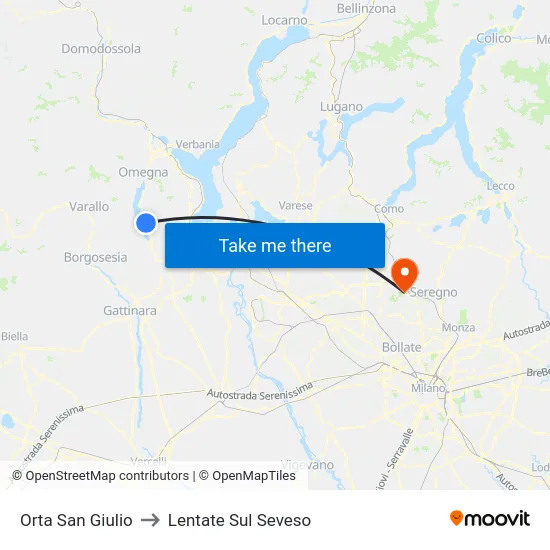 Orta San Giulio to Lentate Sul Seveso map