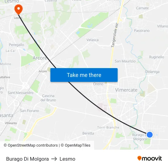 Burago di Molgora to Lesmo map
