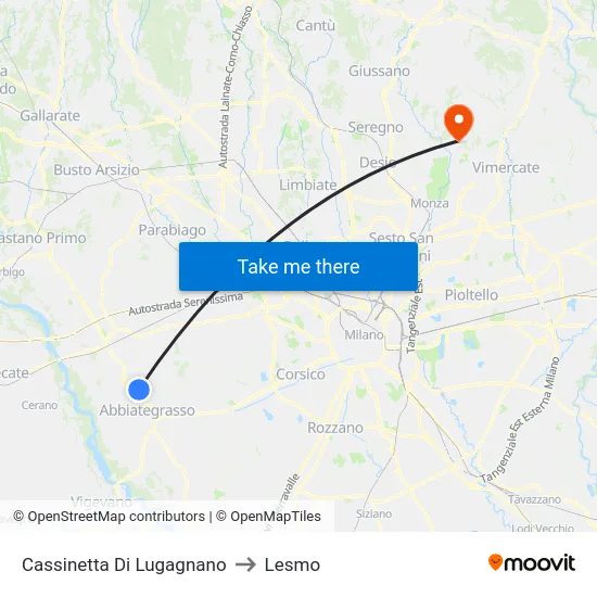 Cassinetta Di Lugagnano to Lesmo map