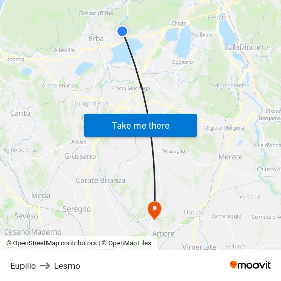 Eupilio to Lesmo map