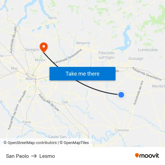 San Paolo to Lesmo map