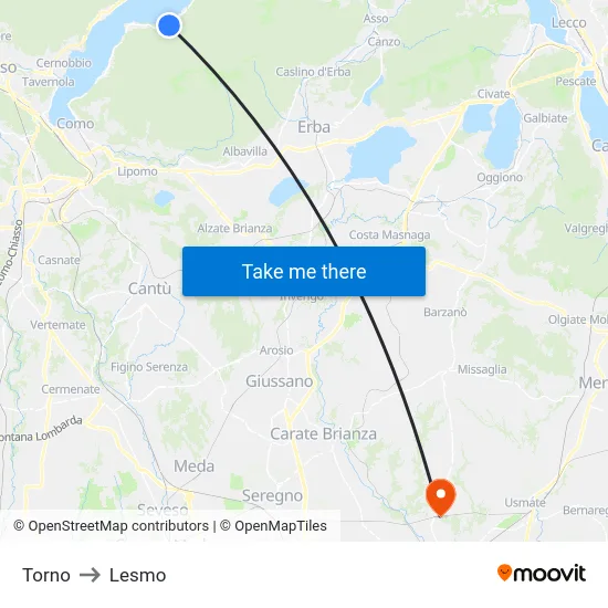 Torno to Lesmo map