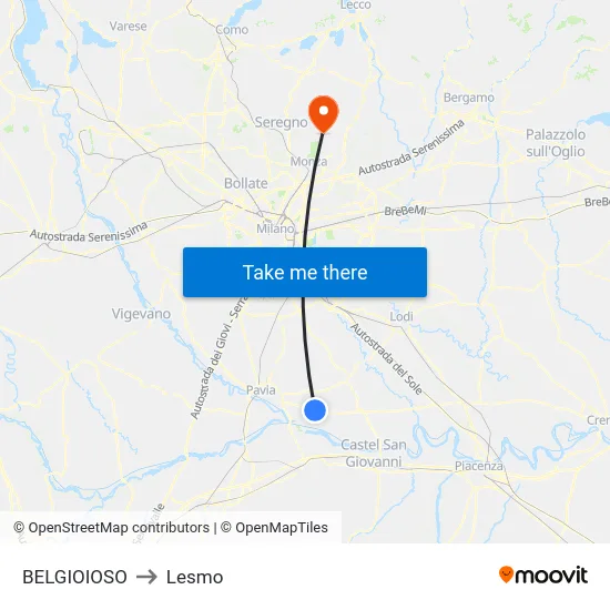 BELGIOIOSO to Lesmo map