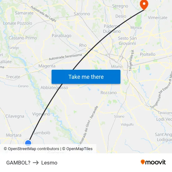 Gambol to Lesmo map