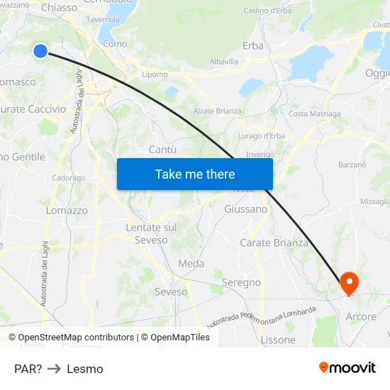 Parre to Lesmo map